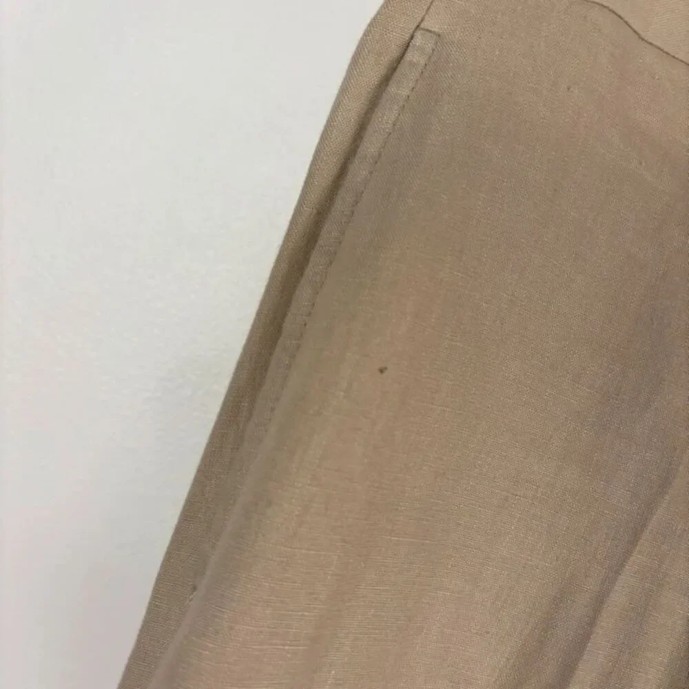 Calvin Klein Mens 3 Piece Linen Suit Beige Tan 38R Pants 32R Blazer Vest Trouser
